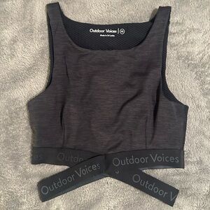 Outdoor Voices Move Free Criss Cross TechSweat Night Crop Top Sports Bra XS